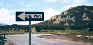 One Way Sign on Highway